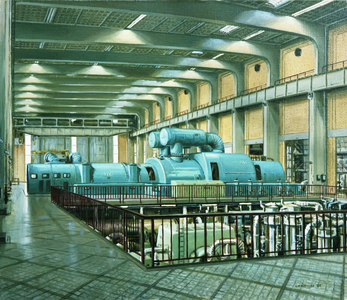 809915 Interieur van de electrische centrale Lage Weide van de PEGUS (Provinciaal en Gemeentelijk Utrechts ...